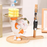Maxbell Cat Figurine Desk Storage Tray Art Craft Ornament for Bookshelf Dining Table orange