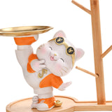 Maxbell Cat Figurine Desk Storage Tray Art Craft Ornament for Bookshelf Dining Table orange