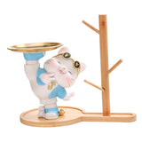 Maxbell Cat Figurine Desk Storage Tray Art Craft Ornament for Bookshelf Dining Table blue