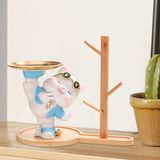 Maxbell Cat Figurine Desk Storage Tray Art Craft Ornament for Bookshelf Dining Table blue