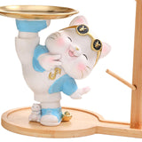 Maxbell Cat Figurine Desk Storage Tray Art Craft Ornament for Bookshelf Dining Table blue
