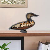 Maxbell Multilayer Carved Duck Silhouette Wood Carved Duck Silhouette for Shelf Home