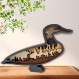 Maxbell Multilayer Carved Duck Silhouette Wood Carved Duck Silhouette for Shelf Home