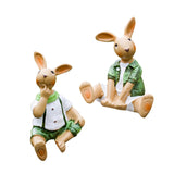 Maxbell 2 Pieces Garden Rabbit Statues Table Housewarming Gift Lawn Rabbit Figurines