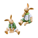 Maxbell 2 Pieces Garden Rabbit Statues Table Housewarming Gift Lawn Rabbit Figurines