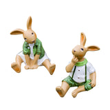 Maxbell 2 Pieces Garden Rabbit Statues Table Housewarming Gift Lawn Rabbit Figurines