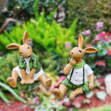 Maxbell 2 Pieces Garden Rabbit Statues Table Housewarming Gift Lawn Rabbit Figurines