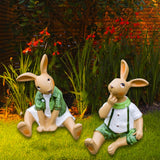 Maxbell 2 Pieces Garden Rabbit Statues Table Housewarming Gift Lawn Rabbit Figurines