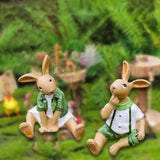 Maxbell 2 Pieces Garden Rabbit Statues Table Housewarming Gift Lawn Rabbit Figurines