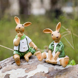 Maxbell 2 Pieces Garden Rabbit Statues Table Housewarming Gift Lawn Rabbit Figurines