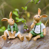 Maxbell 2 Pieces Garden Rabbit Statues Table Housewarming Gift Lawn Rabbit Figurines