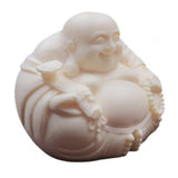 Maxbell Wood Carving Maitreya Sitting Statue Handmade Tabletop Sculpture for Bedroom