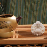 Maxbell Wood Carving Maitreya Sitting Statue Handmade Tabletop Sculpture for Bedroom