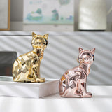 Maxbell Cat Statue Collection Minimalism Desktop Ornament for Cabinet Office Bedroom Gold