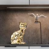 Maxbell Cat Statue Collection Minimalism Desktop Ornament for Cabinet Office Bedroom Gold
