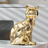 Maxbell Cat Statue Collection Minimalism Desktop Ornament for Cabinet Office Bedroom Gold