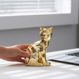Maxbell Cat Statue Collection Minimalism Desktop Ornament for Cabinet Office Bedroom Gold