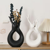 Maxbell Ceramic Hand Flower Vase Modern Unique Flower Vase for Home Bedroom Desktop