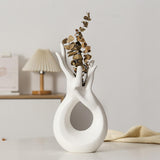 Maxbell Ceramic Hand Flower Vase Modern Unique Flower Vase for Home Bedroom Desktop