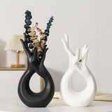 Maxbell Ceramic Hand Flower Vase Modern Unique Flower Vase for Home Bedroom Desktop