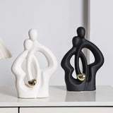 Maxbell Lovers Statue Ceramic Couple Sculpture for Wedding Gifts Engagement Bedroom