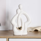 Maxbell Lovers Statue Ceramic Couple Sculpture for Wedding Gifts Engagement Bedroom