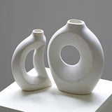 Maxbell Hollow Ceramic Vase Ceramic Flower Vase for Living Room Wedding Party Indoor White