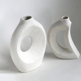 Maxbell Hollow Ceramic Vase Ceramic Flower Vase for Living Room Wedding Party Indoor White