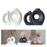 Maxbell Hollow Ceramic Vase Ceramic Flower Vase for Living Room Wedding Party Indoor White