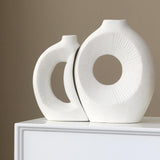 Maxbell Hollow Ceramic Vase Ceramic Flower Vase for Living Room Wedding Party Indoor White