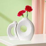 Maxbell Hollow Ceramic Vase Ceramic Flower Vase for Living Room Wedding Party Indoor White