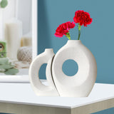 Maxbell Hollow Ceramic Vase Ceramic Flower Vase for Living Room Wedding Party Indoor White