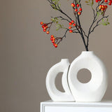 Maxbell Hollow Ceramic Vase Ceramic Flower Vase for Living Room Wedding Party Indoor White