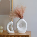 Maxbell Hollow Ceramic Vase Ceramic Flower Vase for Living Room Wedding Party Indoor White