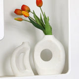 Maxbell Hollow Ceramic Vase Ceramic Flower Vase for Living Room Wedding Party Indoor White