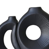 Maxbell Hollow Ceramic Vase Ceramic Flower Vase for Living Room Wedding Party Indoor Black