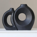Maxbell Hollow Ceramic Vase Ceramic Flower Vase for Living Room Wedding Party Indoor Black
