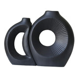 Maxbell Hollow Ceramic Vase Ceramic Flower Vase for Living Room Wedding Party Indoor Black