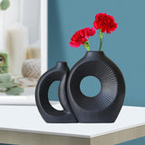 Maxbell Hollow Ceramic Vase Ceramic Flower Vase for Living Room Wedding Party Indoor Black