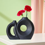 Maxbell Hollow Ceramic Vase Ceramic Flower Vase for Living Room Wedding Party Indoor Black