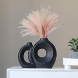Maxbell Hollow Ceramic Vase Ceramic Flower Vase for Living Room Wedding Party Indoor Black