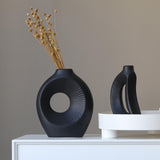 Maxbell Hollow Ceramic Vase Ceramic Flower Vase for Living Room Wedding Party Indoor Black