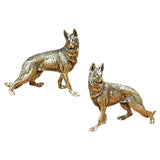 Maxbell Brass Dog Figurine Decoration Retro Dogs Figurines for Book Shelf Desk Hotel