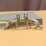 Maxbell Brass Dog Figurine Decoration Retro Dogs Figurines for Book Shelf Desk Hotel