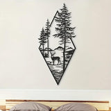 Maxbell Metal Mountain Forest Scene Wall Art Decor Decorative for Bathroom Versatile Style C