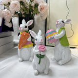 Maxbell 3Pcs Rabbit Statue Ornaments Cute Animal Decorations for Bedroom Yard Indoor