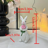 Maxbell 3Pcs Rabbit Statue Ornaments Cute Animal Decorations for Bedroom Yard Indoor