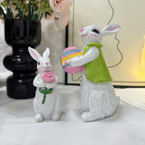 Maxbell 3Pcs Rabbit Statue Ornaments Cute Animal Decorations for Bedroom Yard Indoor