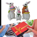 Maxbell 3Pcs Rabbit Statue Ornaments Cute Animal Decorations for Bedroom Yard Indoor