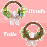 Maxbell Easter Bunny Wreath Easter Decoration with Bow for Farmhouse Festival Office